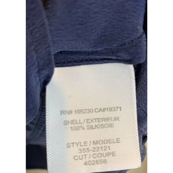 Women's Joie Silk Navy Blue Short Sleeve Braided Scoop Neck Shirt Top Size XS - Picture 6 of 7